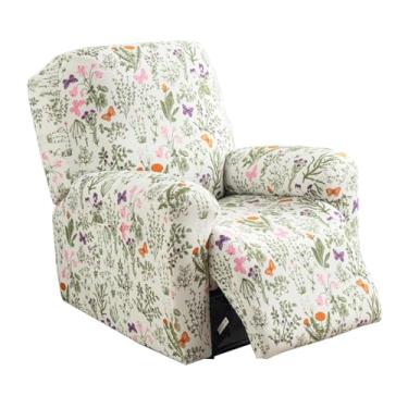 Imagem de KRFOONN Capas reclináveis elásticas para cadeira reclinável de jacquard, 4 peças, capas reclináveis para meninos preguiçosos, antiderrapante, capa de sofá reclinável, capa de sofá com fundo elástico