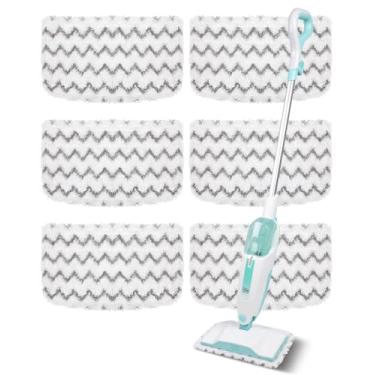 Imagem de Almofadas de substituição para esfregão a vapor Shark compatíveis com Shark S1000, S1000A, S1000C, S1000WM, pacote com 6 almofadas reutilizáveis de microfibra para pisos de madeira e azulejo - Ideal