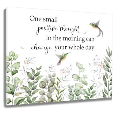 Imagem de EOBTAIN Impressão de arte de parede botânica de beija-flor arte de parede inspiradora verde folha de eucalipto para banheiro pássaro com plantas florais pinturas em tela decoração de parede para