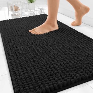 Imagem de OLANLY Tapetes de banheiro espessos 76 x 50 cm, tapetes de banho de chenille absorventes extramacios, suporte de borracha, lavar a seco na máquina, tapetes de banho para piso de banheiro, banheira e