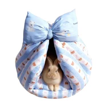 Imagem de Copfeu Cama de coelho de estimação, barraca quente de inverno, ninho de dormir semi-fechado espesso, refúgio fofo, adequado para coelhos, filhotes, furões, porquinhos-da-índia e outros animais de