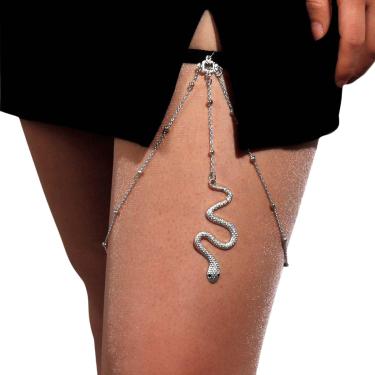 Imagem de Body Chain Corrente Coxa Strass Prateado Cobra Feminino