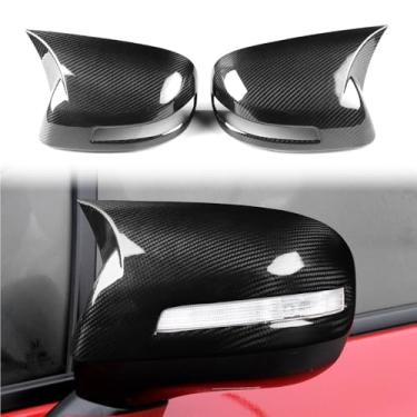 Imagem de 2 peças de carro com chifre de boi real em fibra de carbono exterior esquerdo e direito capas de espelho dobráveis ​​compatíveis com Honda 9ª geração Civic 2012-2015 Acessórios para carro