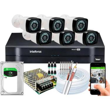 Imagem de Kit Cftv 6 Câmeras HD Dvr Intelbras Mhdx Full Hd c/hd