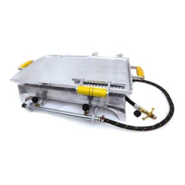 Imagem de Chapa Churrasqueira Lanche Com Prensa Alumínio Fogão 2 Bocas - PANELAS