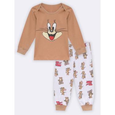 Imagem de Pijama Manga Longa Bebê Jerry Mood - Warner Bros., Marrom, 0A3, Unisse