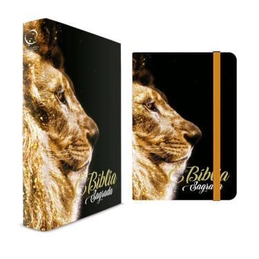 Imagem de Kit Bíblia Leão Ouro - Moleskine + Bíblia Capa Dura NAA