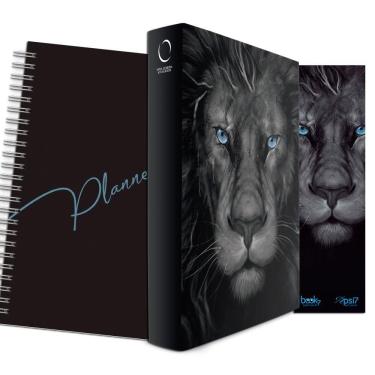 Imagem de Livro - Kit Leão Grafite - Planner Capa Lisa + Bíblia Capa Dura NAA + Marca Página