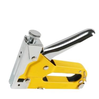 Imagem de Grampeador Tapeceiro Profissional com 600 Grampos, Corpo em Aço, Alta Pressão, Amarelo e Prata, 16,5 x 11,5 x 2,5 cm