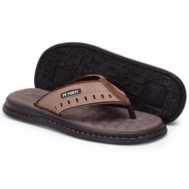 Imagem de Chinelo Masculino Ortopédico Antistress Anatômico Em Couro-Masculino