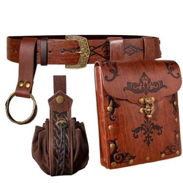Imagem de Bolsa de cinto, bolsa de moedas, acessórios para fantasia renascentista, LARP, cosplay, pochete para caminhadas, festivais, mochila casual, Marrom, One Size, Renascentista