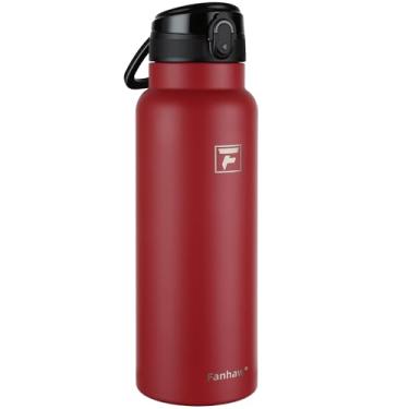Imagem de Fanhaw Garrafa de água isolada de aço inoxidável de 1,134 g com tampa – boca larga, à prova de vazamento, livre de BPA – ideal para crianças, adultos, esportes, academia e uso ao ar livre (vermelho)