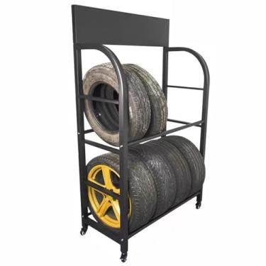 Imagem de Suporte de pneu com rodinhas para garagem, suporte de semi-pneus com economia de espaço pesado, com rodas, para oficina de reparo Home Depot, biblioteca de ferramentas, concessionárias de carros