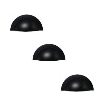 Imagem de Kit 3 Puxador Shell Zen 64Mm Preto Zp4318.24