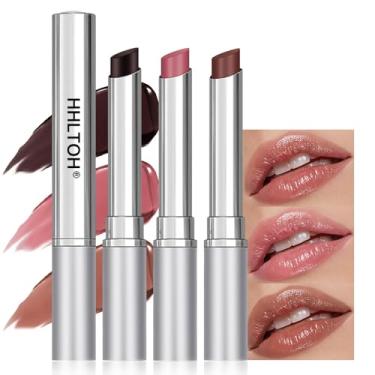 Imagem de Conjunto de 3 bálsamos labiais com cor de mel, nude + rosa + preto, hidratante transparente e levemente matizado, protetor labial nutritivo hidratante com tonalidade cereja preta natural, para todos