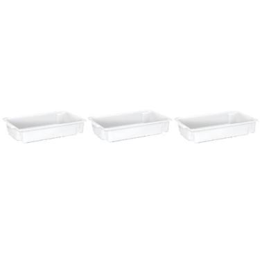 Imagem de 3 Caixas Plásticas Empilhavel Branca Sem Tampa 9l Pleion