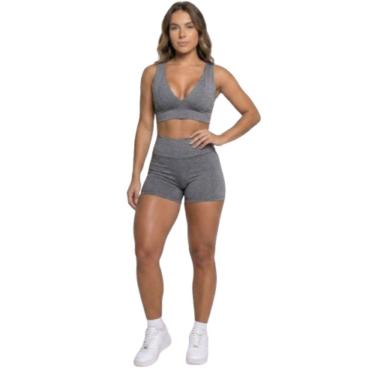 Imagem de Conjunto Top Com Bojo E Short Suplex Vekyo Roupa Para Academia Treino Moda Fitness Musculação-Feminino