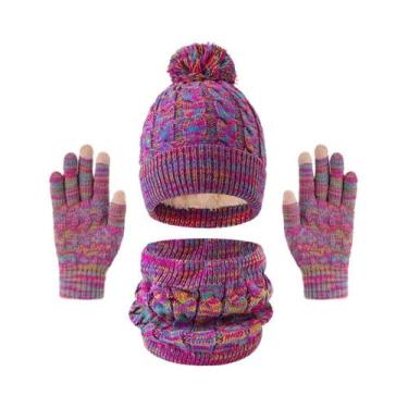 Imagem de Conjunto De Gorro, Cachecol E Luvas De Inverno Para Crianças, 3 Peças,