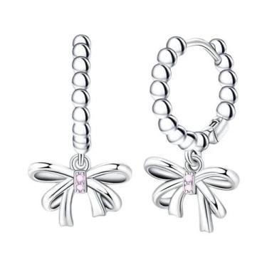 Imagem de Brincos De Argola Em Prata 925 Com Zircônia Em Formato De Coração E La