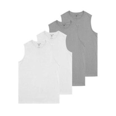 Imagem de Kit com 4 Camisetas Masculina Regata Malwee 1000004421 Azul Marinho-Masculino