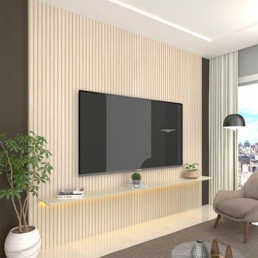 Imagem de Painel para TV com LED Requinte 220 Off White Ripado - Gelius	