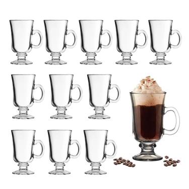 Imagem de Jogo 12 Xícara Para Cappuccino E Café Caneca Irish Irlandesa Vidro Transparente 114ml H...