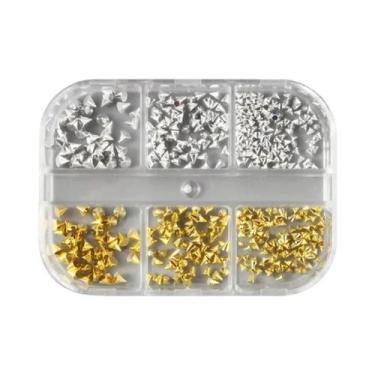 Imagem de Rebites De Unha Punk Dourados, Prateados E Pretos, Tachas De Metal Em 