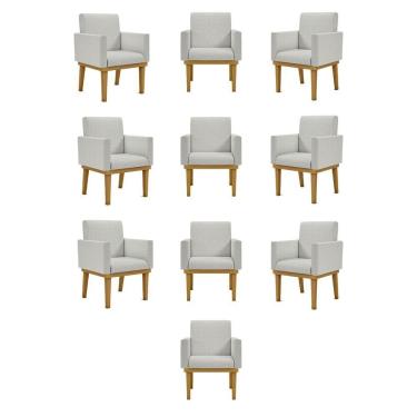 Imagem de Kit 10 Cadeiras Cor linho Cinza Claro