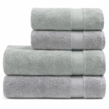 Imagem de Jogo 4 - toalhas banho e rosto super soft zero twist - verde/cinza - c