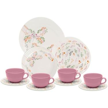 Imagem de Aparelho de Jantar Chá 20 Peças Oxford Redondo Cerâmica Jardim Secreto