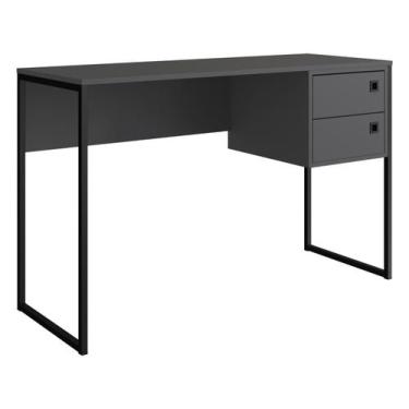 Imagem de Escrivaninha Industrial com 2 Gavetas - Grafite - Placa e Ponto, Grafi