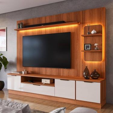 Imagem de Estante Home Para TV Até 75” Noble 225cm Com Torre Nicho LED Sala Luxo