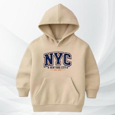 Imagem de Blusa Moletom Infantil NYC New York City Moleton Com Capuz Flanelado Confortável College Inverno-Unissex