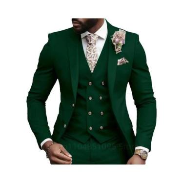 Imagem de Elegante Terno Rosa Slim Fit Para Casamento Masculino: Jaqueta, Colete