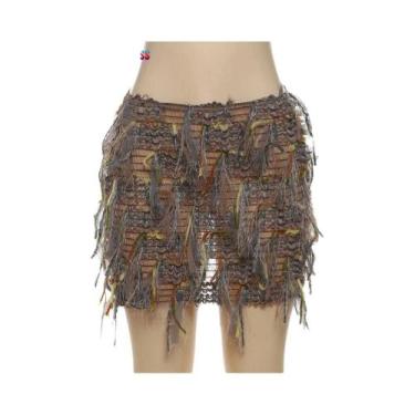 Imagem de Saias Coloridas Com Franjas Para Mulheres, Estilo Peach Hip, Malha Fin