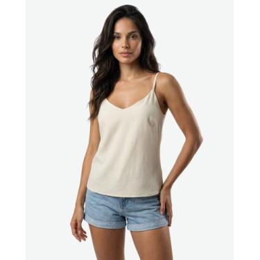 Imagem de Regata Feminina Leve Soltinha Alça Regulável Crepe Marrakech Cor:OFFTa