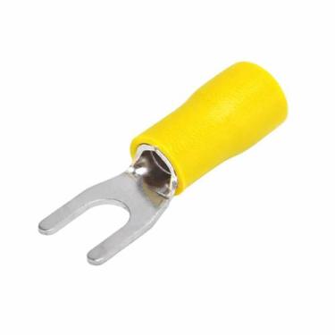 Imagem de Kit 100 Terminal Elétrico Forquilha Garfo 4 a 6mm Amarelo - ATMX