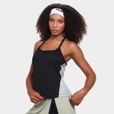 Imagem de Regata Fila Grid Match Feminina, Preto, Verde, M