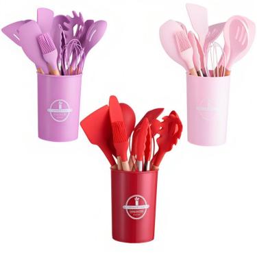 Imagem de Kit de Utensílios de Cozinha Masterchef para Preparar Refeições em Silicone e Madeira c...
