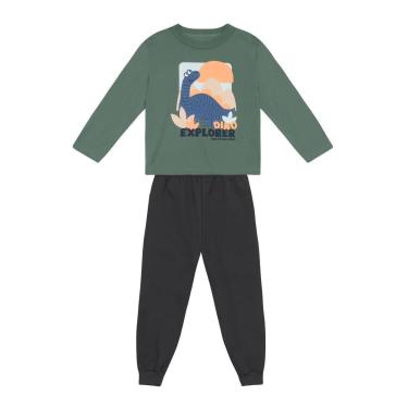 Imagem de Conjunto infantil menino em moletom de dinossauro Brandili-Masculino