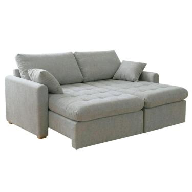 Imagem de Sofá Cama Retrátil 3 Lugares 2,10m Com Almofadas Granada Cinza