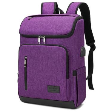 Imagem de Mochila para laptop YALUNDISI Travel Carry On USB Charging Purple