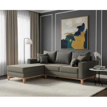 Imagem de Sofá Beny com Chaise Esquerda, 1,40x2,00m, 3 Lugares, Linho, Base em M