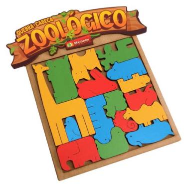 Imagem de Quebra Cabeça Zoológico Em Mdf 17 Peças Brinquedo Pedagógico - Maninho