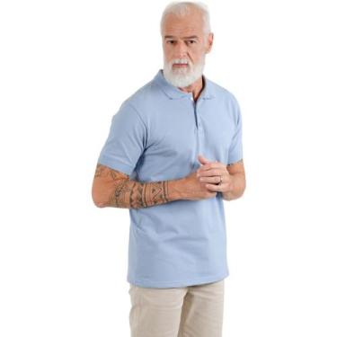 Imagem de Gola Polo Masc. S/ Bolso Algodão Com Elastano Sibra CP0002SB, Azul cla