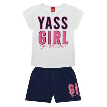 Imagem de Conjunto Roupa Infantil Menina Camiseta Manga Curta Com Glitter + Shor