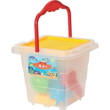 Imagem de Balde De Praia Infantil Criança Moldes Peneira Pá Rastelo - SM