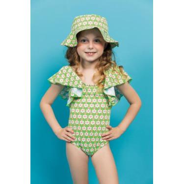 Imagem de Maiô Infantil Com Babado Estampado - Metida Moça, 08, Floral grama lim