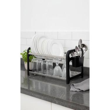 Imagem de Escorredor 20 Pratos Inox Preto 51cm Porta Talheres - Congratulations 
