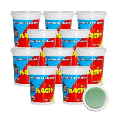 Imagem de Kit 10 Potes Massa Massinha de Modelar Infantil 500g Escolar - MAGIX K